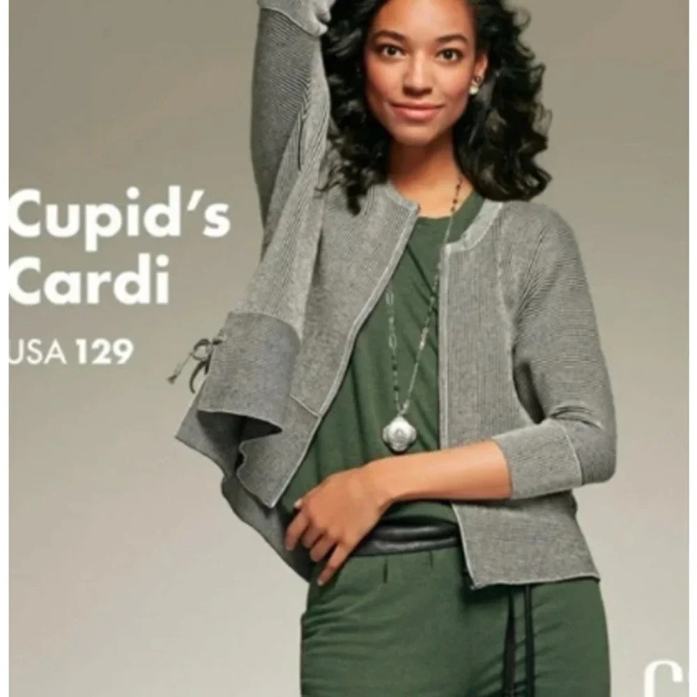 CAbi #3526 Gray Cupid’s Cardigan Knit Sweater Women’s Size XXS